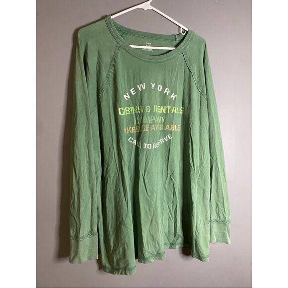 Aerie Green Crewneck NewYork Cabin Rentals Company Lake Long Sleeve XL NWOT - Picture 2 of 7